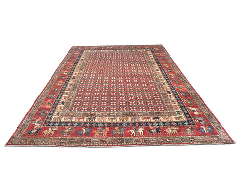 9x12 Ft Rust Aryana Afghan Hand Knotted Veg Dye Wool Area Rug